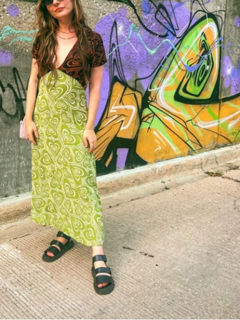 Lisa Says Gah Grace Midi Dress in Green Multi